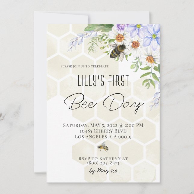 Invitation d'anniversaire de la fête des abeilles (Devant)