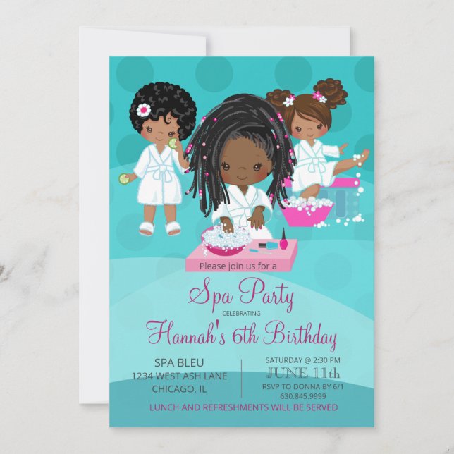 Invitation d'anniversaire de la fête des Spas afro (Devant)