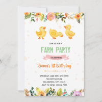 Invitation d'anniversaire de la fête du canard de 