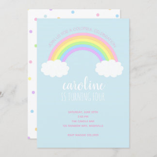 Invitation d'anniversaire de la fille arc-en-ciel