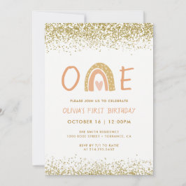 Invitation d'anniversaire de la fille arc-en-ciel 