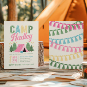 Invitation d'anniversaire de la fille au camping