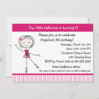Invitation d'anniversaire de la fille Ballerina