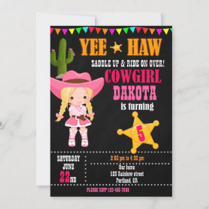 Invitation d'anniversaire de la fille Country West