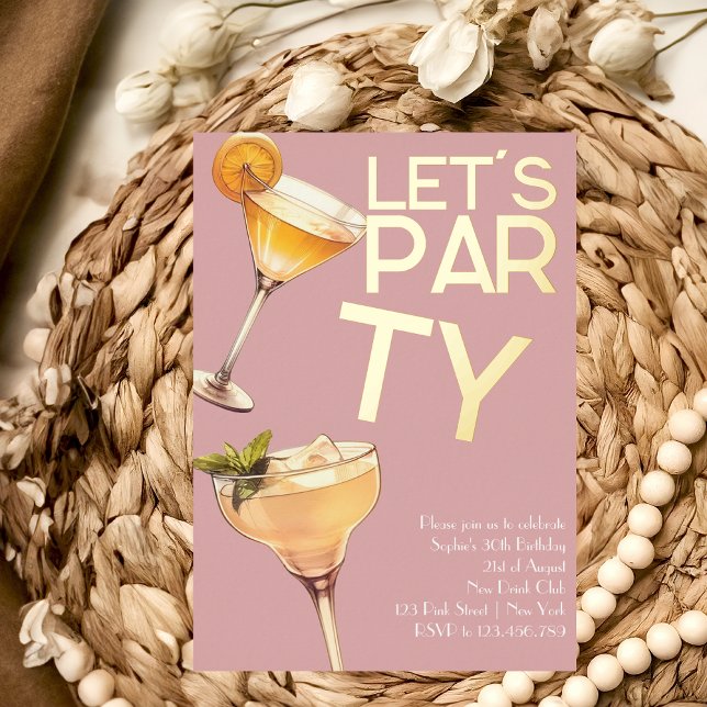 Invitation d'anniversaire de la fille du cocktail  (Créateur téléchargé)