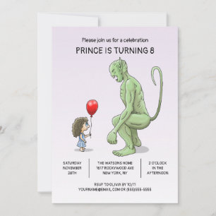 Invitation d'anniversaire de la fille et du troll