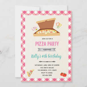 Invitation d'anniversaire de la fille Pizza