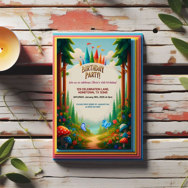Invitation d'anniversaire de la forêt de Fairytale (Créateur téléchargé)
