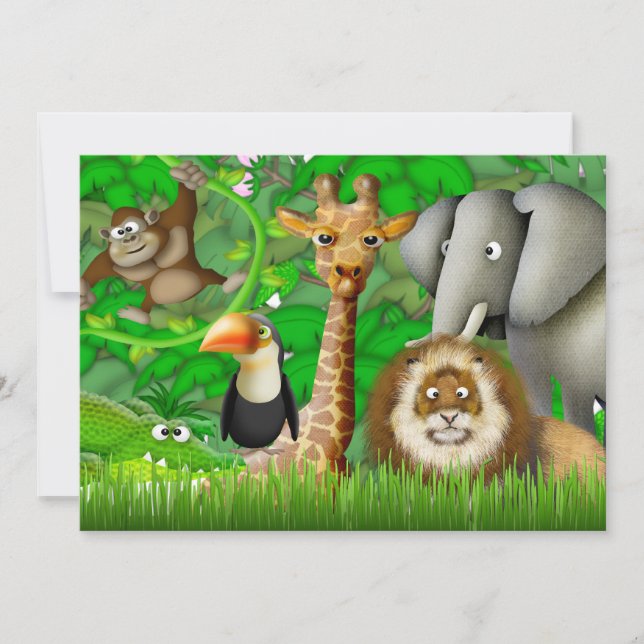 Invitation d'anniversaire de la Jungle (Devant)