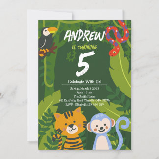 Invitation d'anniversaire de la jungle tropicale