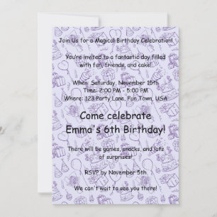 Invitation d'anniversaire de la Lavande magique po
