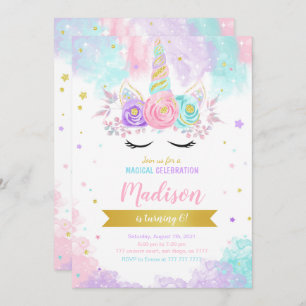 Invitation d'anniversaire de la licorne