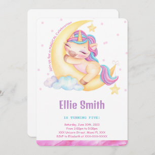 Invitation d'anniversaire de la licorne