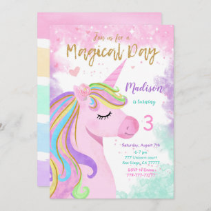 Invitation d'anniversaire de la licorne