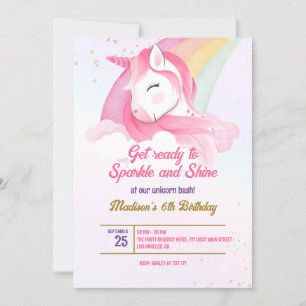 Invitation d'anniversaire de la licorne