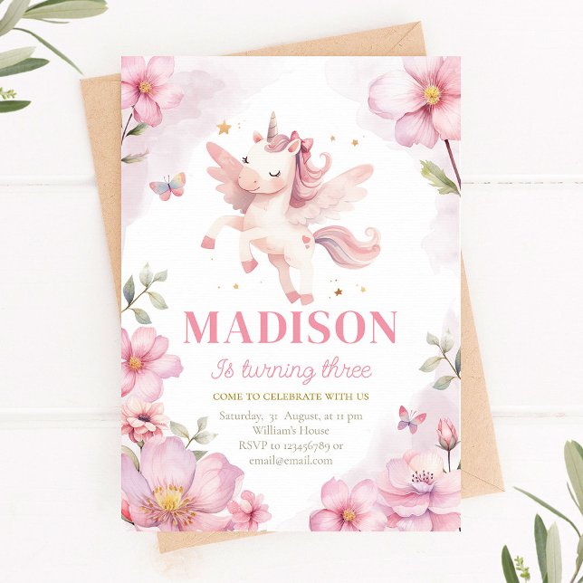 Invitation d'anniversaire de la licorne (Créateur téléchargé)