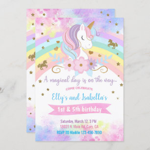 Invitation d'anniversaire de la licorne et des fle