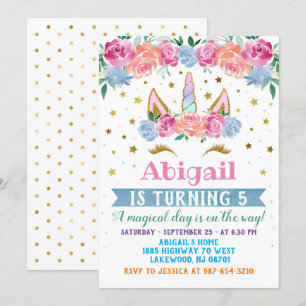 Invitation d'anniversaire de la licorne, invitatio