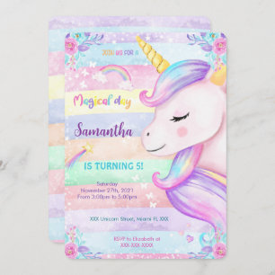 Invitation d'anniversaire de la licorne magique