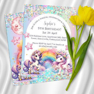 Invitation d'anniversaire de la licorne magique