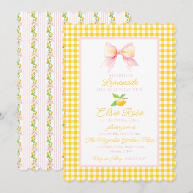 Invitation d'anniversaire de la limonade (Devant / Derrière)