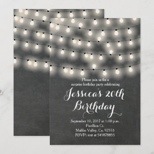 Invitation d'anniversaire de la lumière de chaîne