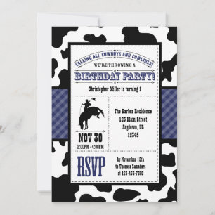 Invitation d'anniversaire de la Marine Blue Cowhid