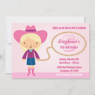 invitation d'anniversaire de la mignonne cowgirl l