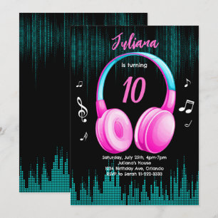 Invitation d'anniversaire de la musique rose