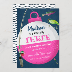 Invitation d'anniversaire de la pêche de la fille