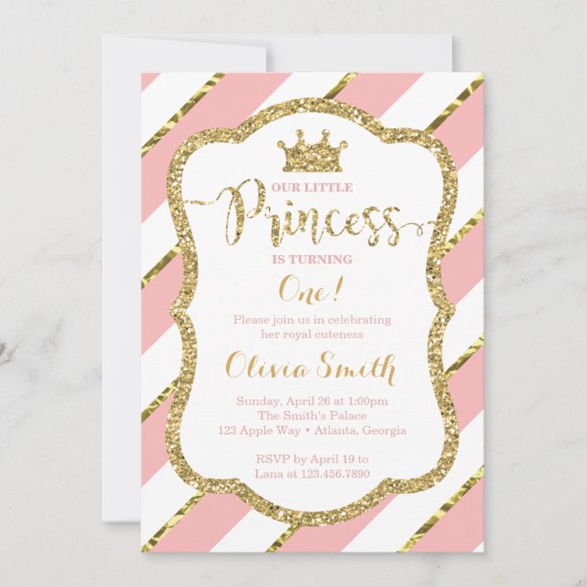 Invitation d'anniversaire de la petite princesse e (Devant)