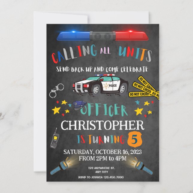 Invitation d'anniversaire de la police (Devant)