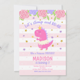 Invitation d'anniversaire de la princesse Dinosaur