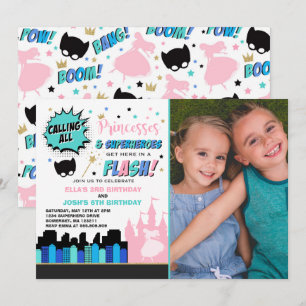 Invitation d'anniversaire de la princesse et du su