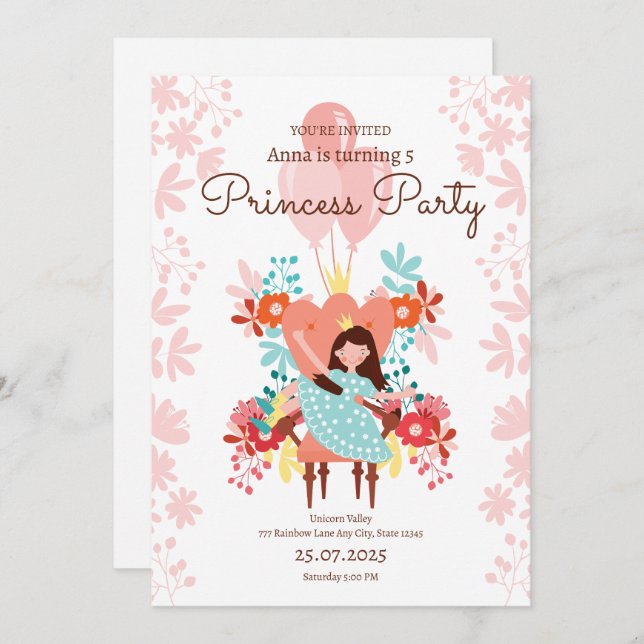 Invitation d'anniversaire de la princesse, Princes (Devant / Derrière)