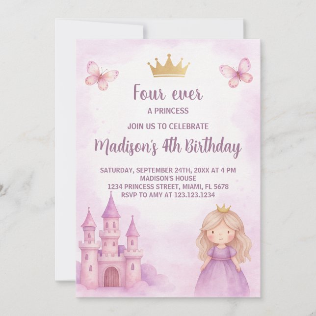 Invitation d'anniversaire de la princesse royale (Devant)