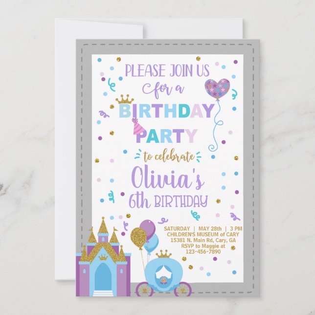 Invitation d'anniversaire de la princesse royale d (Devant)