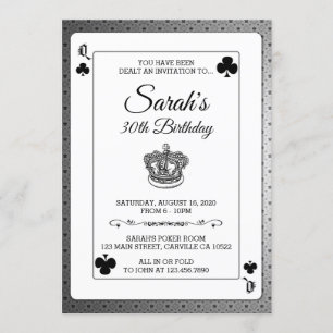 Invitation d'anniversaire de la reine des clubs de