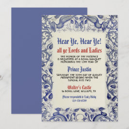 Invitation d'anniversaire de la Renaissance médiév