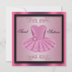 Invitation d'anniversaire de la robe de fête rose