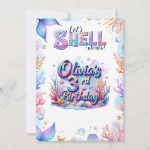 Invitation d'anniversaire de la Sirène Nom personn