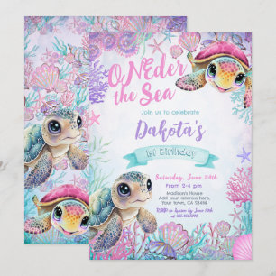 Invitation d'anniversaire de la tortue de mer