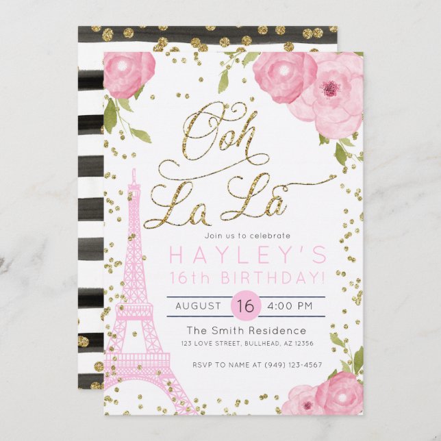 Invitation d'anniversaire de la Tour Eiffel (Devant / Derrière)