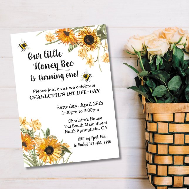 Invitation d'anniversaire de l'abeille de miel (Créateur téléchargé)