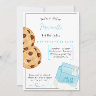 Invitation d'anniversaire de lait et de biscuits