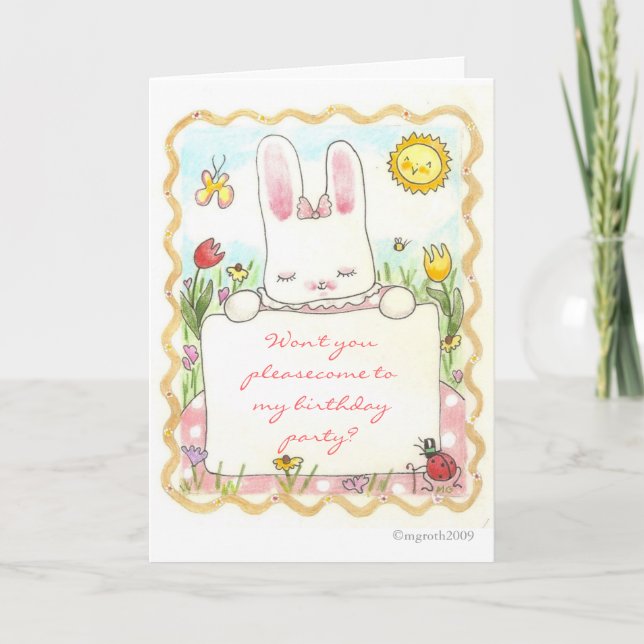 invitation d'anniversaire de lapin (Devant)