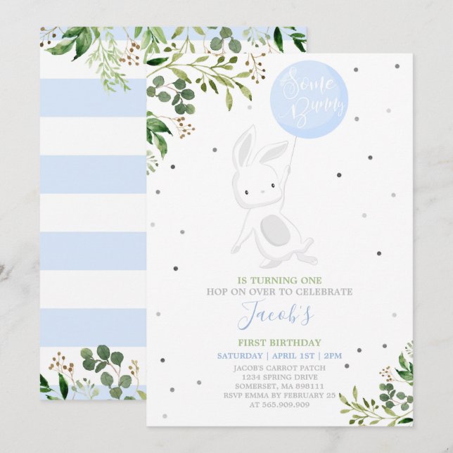Invitation d'anniversaire de lapin Certains lapin  (Devant / Derrière)