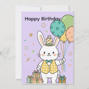 Invitation d'anniversaire de lapin mignon
