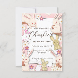 Invitation d'anniversaire de lapin pour enfant