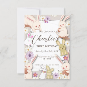 Invitation d'anniversaire de lapin pour enfant